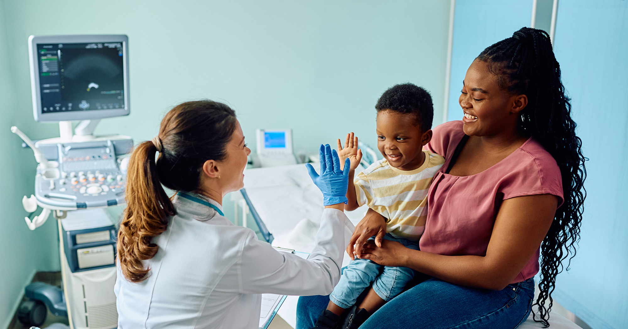 family at doctors office