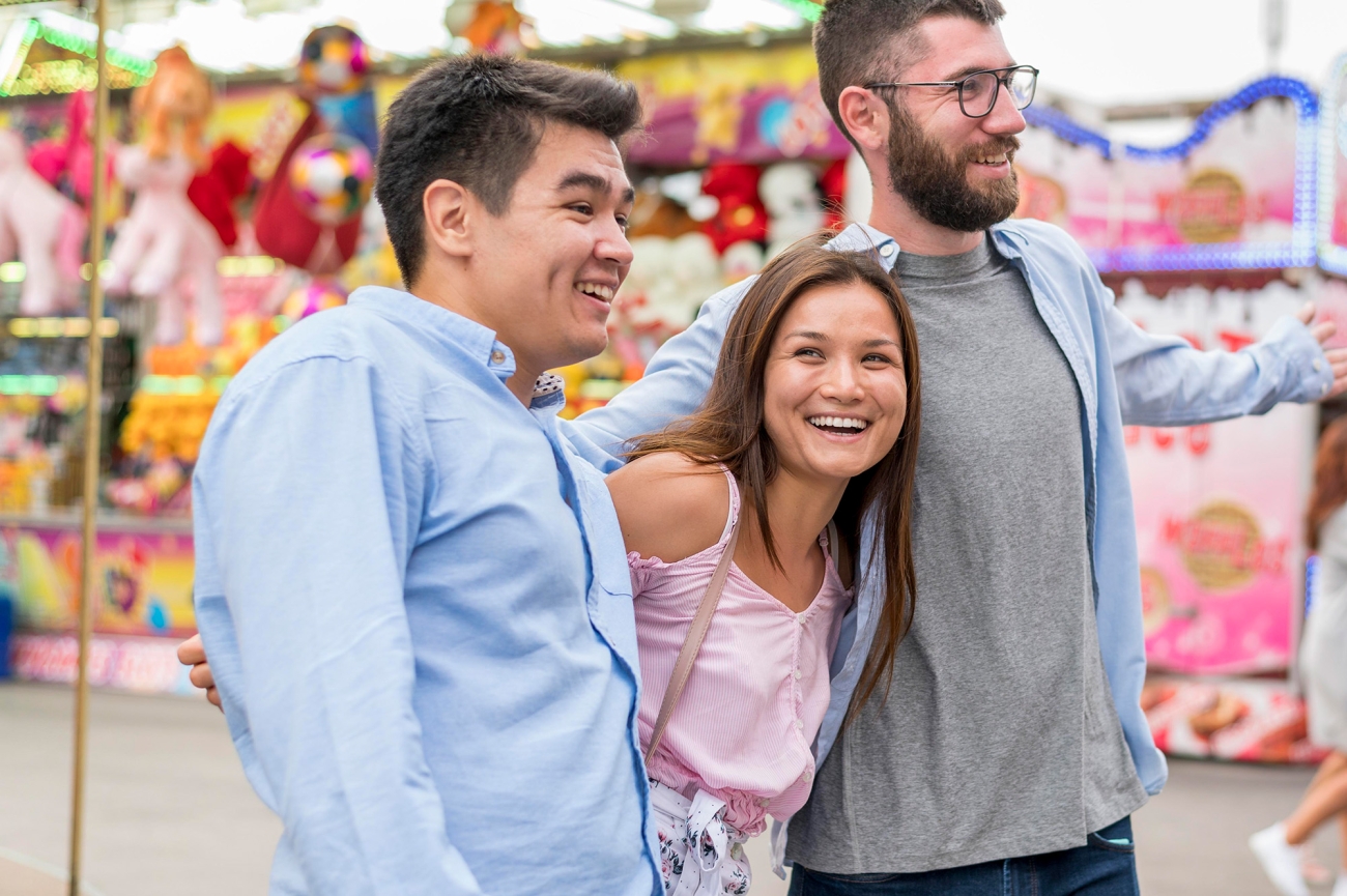 friends at an amusement park