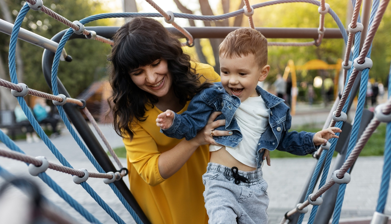 mother and child on a playground